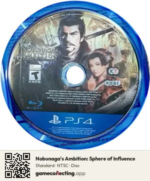Nobunaga's Ambition: Sphere of Influence PlayStation 4, NTSC disc