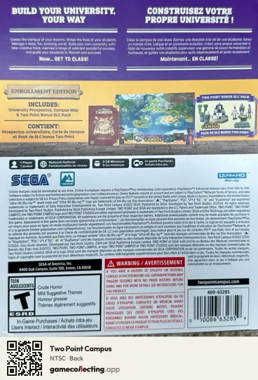 Two Point Campus PlayStation 5, NTSC box back