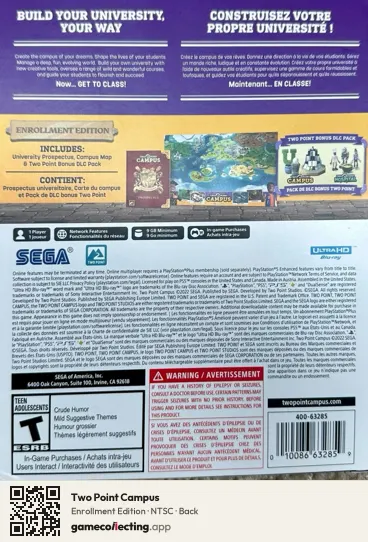 Two Point Campus PlayStation 5, NTSC box back