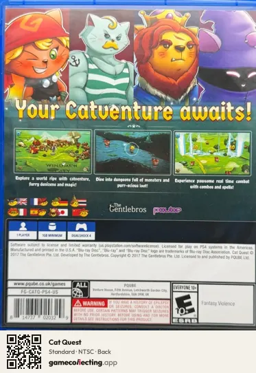 Cat Quest PlayStation 4, NTSC box back