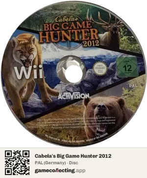 Cabela's Big Game Hunter 2012 Nintendo Wii, PAL disc