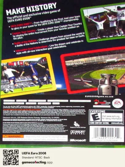 UEFA Euro 2008 Xbox 360, NTSC box back