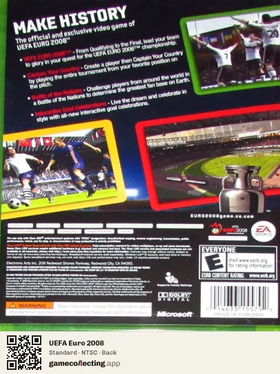 UEFA Euro 2008 Xbox 360, NTSC box back