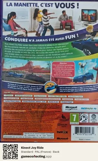 Kinect Joy Ride Xbox 360, France box back