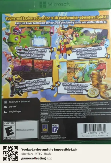 Yooka-Laylee and the Impossible Lair Xbox One, NTSC box back