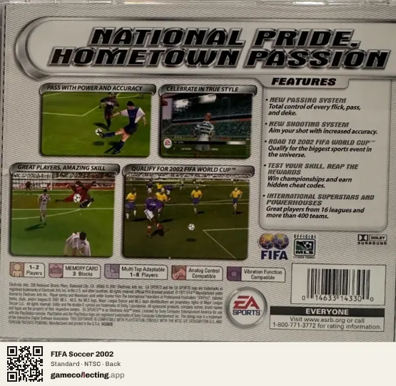 FIFA Soccer 2002 PlayStation, NTSC box back