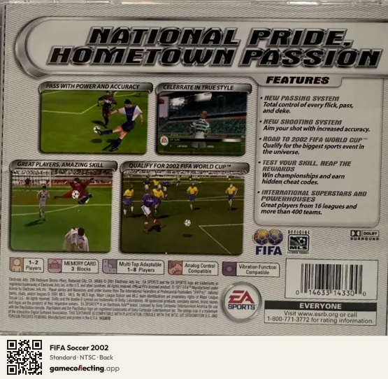 FIFA Soccer 2002 PlayStation, NTSC box back