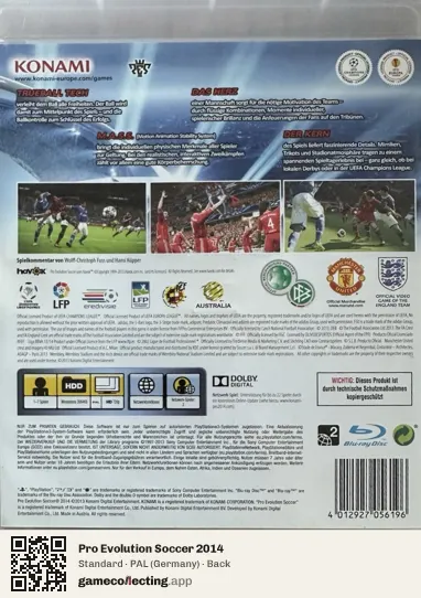 Pro Evolution Soccer 2014 PlayStation 3, Germany box back