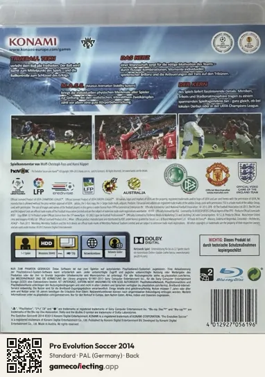 Pro Evolution Soccer 2014 PlayStation 3, Germany box back