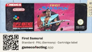 First Samurai Super Nintendo Entertainment System, PAL cartridge label