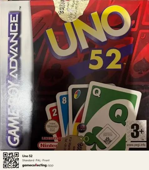 Uno 52 Game Boy Advance, PAL box front