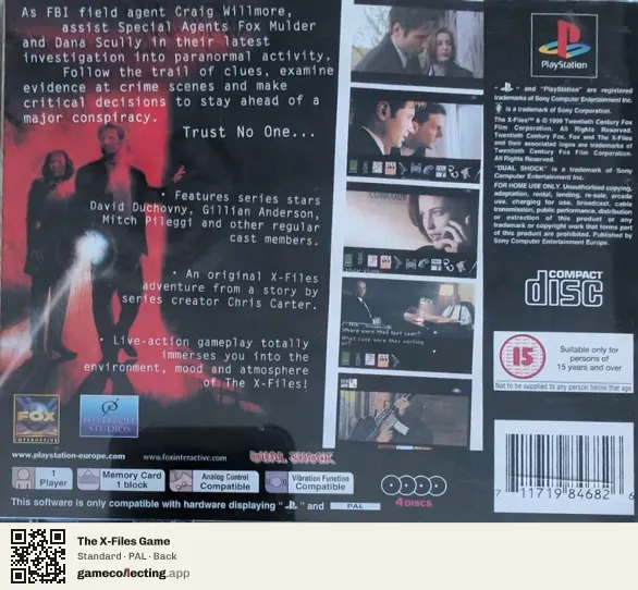 The X-Files Game PlayStation, PAL box back