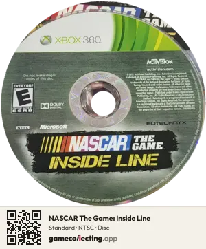 NASCAR The Game: Inside Line Xbox 360, NTSC disc