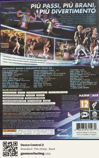 Dance Central 2 Xbox 360, Italy box back