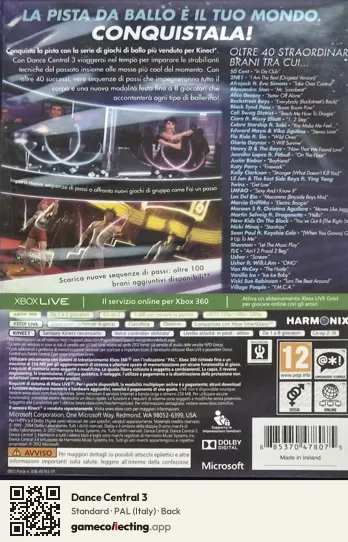 Dance Central 3 Xbox 360, Italy box back