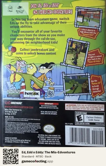 Ed, Edd n Eddy: The Mis-Edventures Nintendo GameCube, NTSC box back