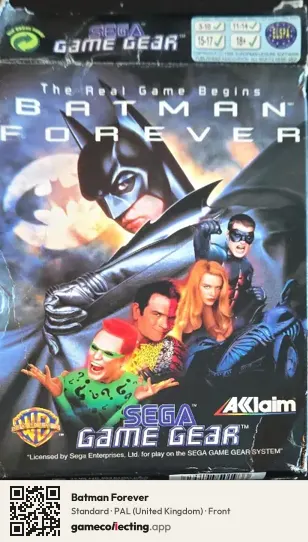 Batman Forever Sega Game Gear, United Kingdom box front