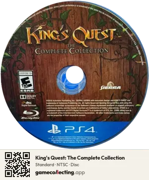 King's Quest: The Complete Collection PlayStation 4, NTSC disc