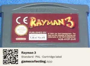 Rayman 3 Game Boy Advance, PAL cartridge label