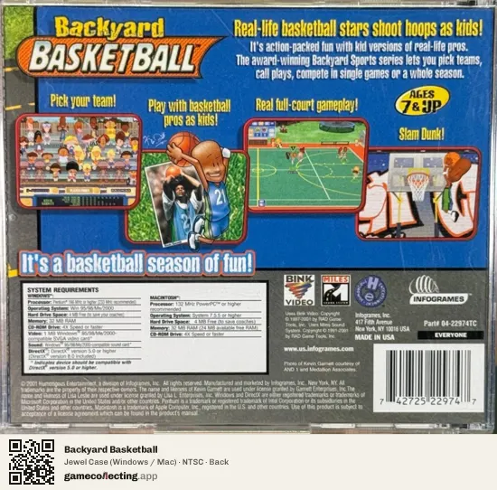 Backyard Basketball Computer, NTSC box back