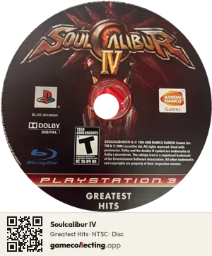 Soulcalibur IV PlayStation 3, NTSC disc