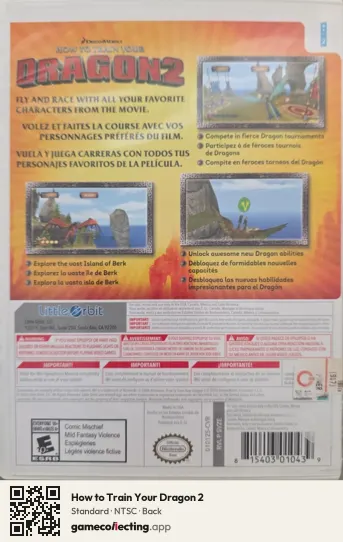 How to Train Your Dragon 2 Nintendo Wii, NTSC box back