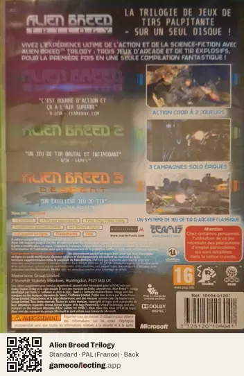 Alien Breed Trilogy Xbox 360, France box back