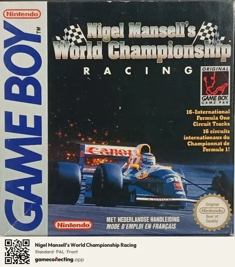 Nigel Mansell's World Championship Racing Game Boy, PAL box front