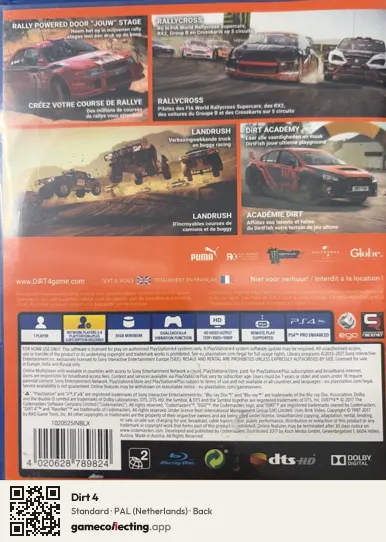 Dirt 4 PlayStation 4, Netherlands box back