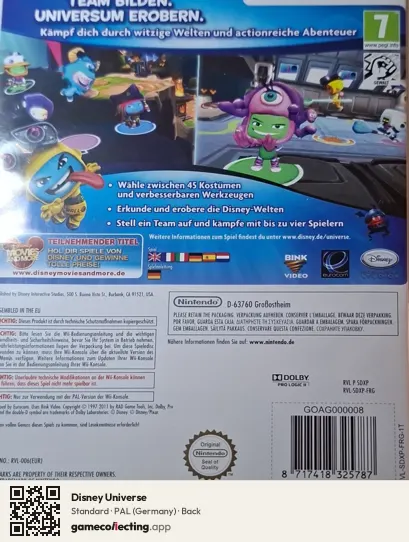 Disney Universe Nintendo Wii, Germany box back