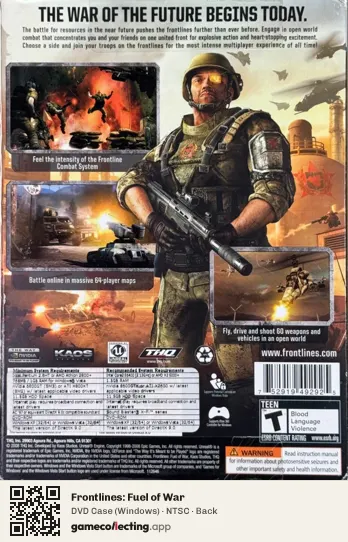 Frontlines: Fuel of War Computer, NTSC box back