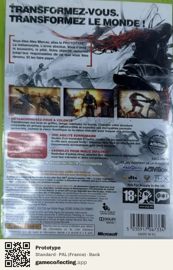 Prototype Xbox 360, France box back