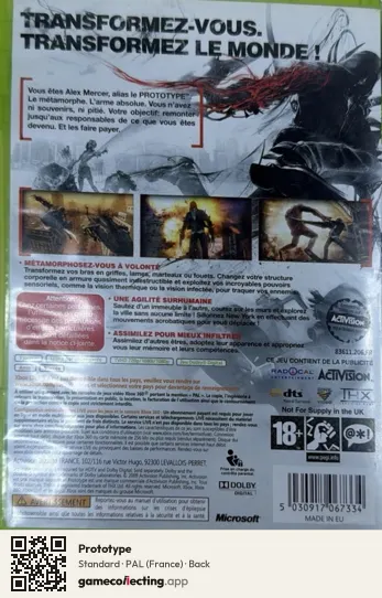 Prototype Xbox 360, France box back