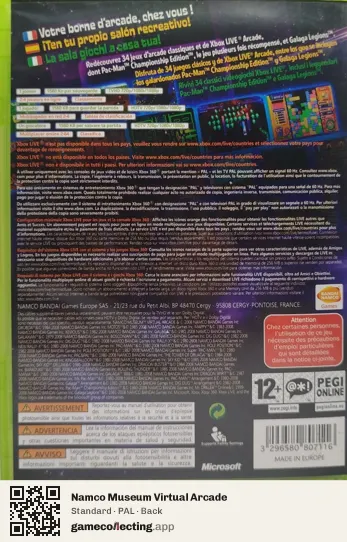Namco Museum Virtual Arcade Xbox 360, PAL box back
