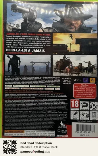 Red Dead Redemption Xbox 360, France box back