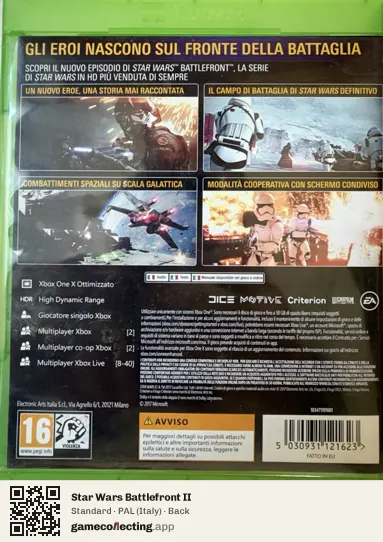 Star Wars Battlefront II Xbox One, Italy box back