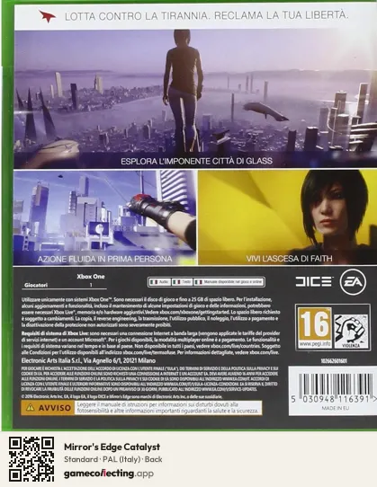 Mirror's Edge Catalyst Xbox One, Italy box back