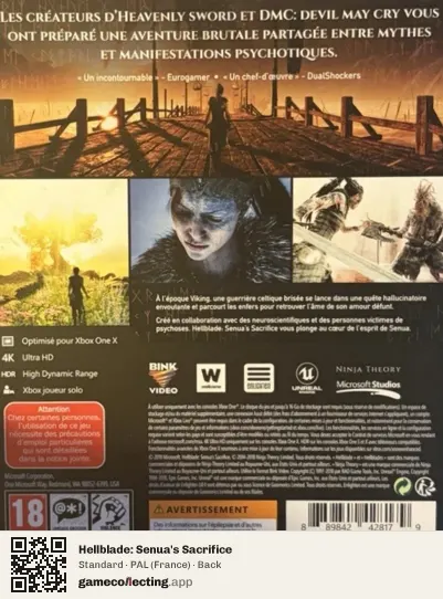 Hellblade: Senua's Sacrifice Xbox One, France box back