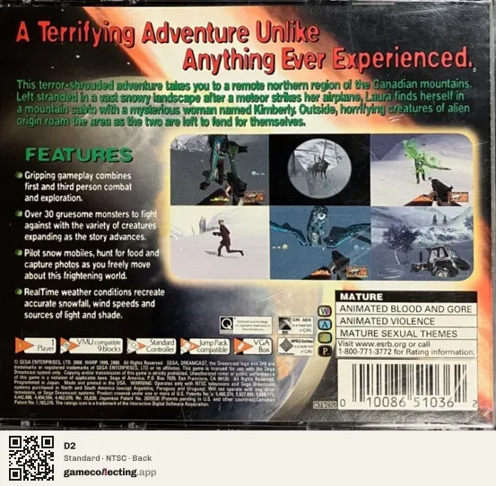 D2 Sega Dreamcast, NTSC box back