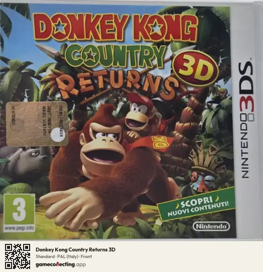 Donkey Kong Country Returns 3D Nintendo 3DS, Italy box front