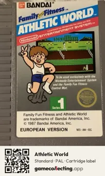 Athletic World Nintendo Entertainment System, PAL cartridge label