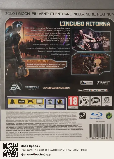 Dead Space 2 PlayStation 3, Italy box back