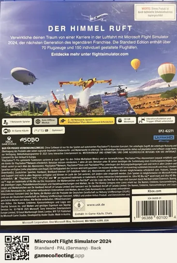 Microsoft Flight Simulator 2024 PlayStation 5, Germany box back