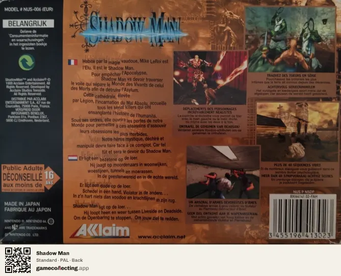 Shadow Man Nintendo 64, PAL box back