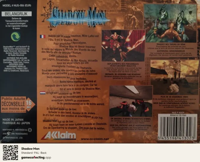Shadow Man Nintendo 64, PAL box back