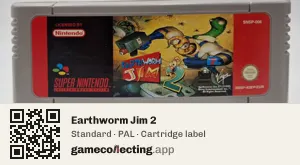 Earthworm Jim 2 Super Nintendo Entertainment System, PAL cartridge label