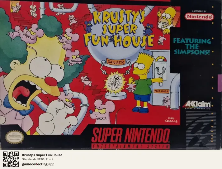 Krusty's Super Fun House Super Nintendo Entertainment System, NTSC box front