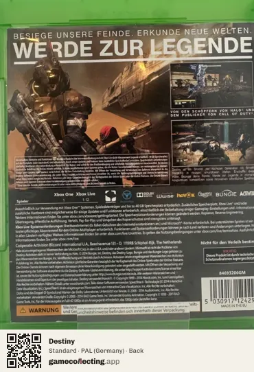 Destiny Xbox One, Germany box back