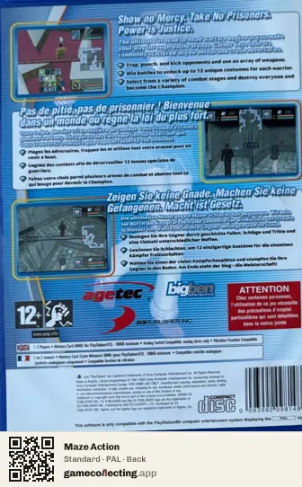 Maze Action PlayStation 2, PAL box back