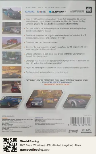 World Racing Computer, United Kingdom box back